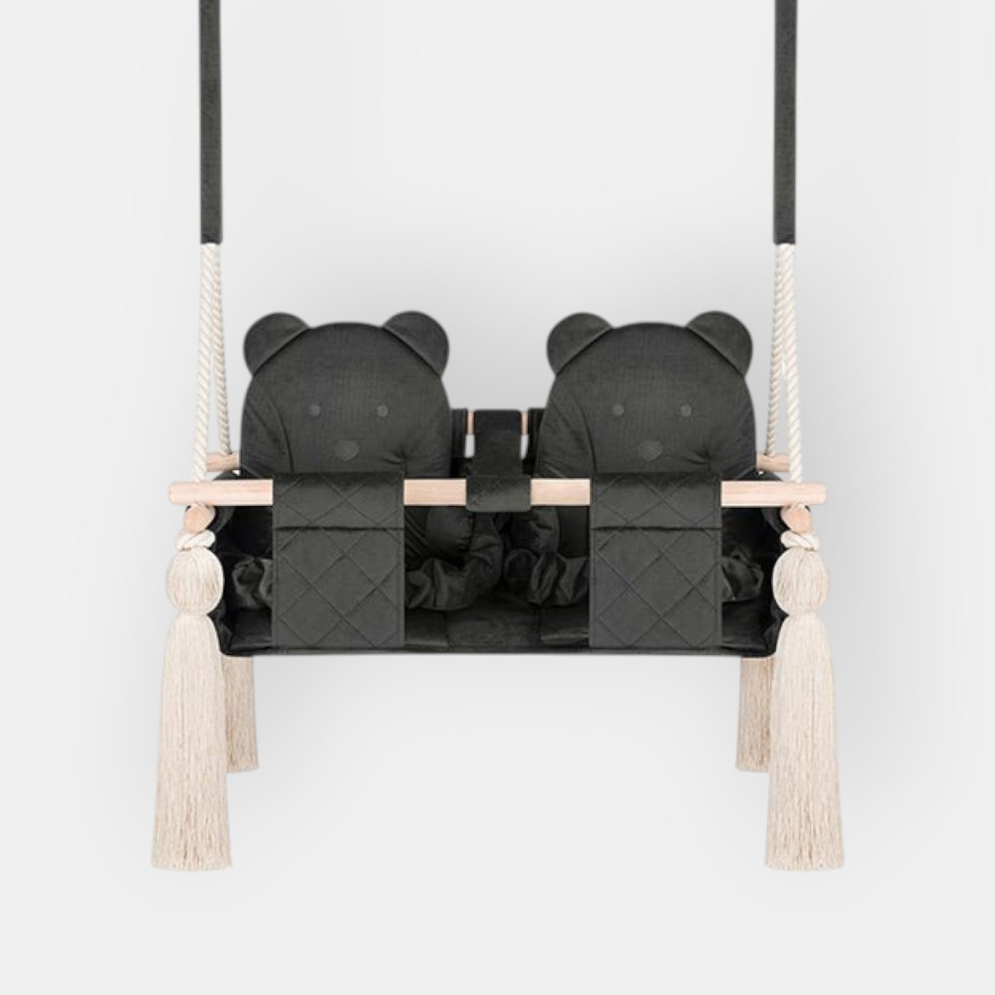 Schommel voor een tweeling Teddybeer Donkergrijs