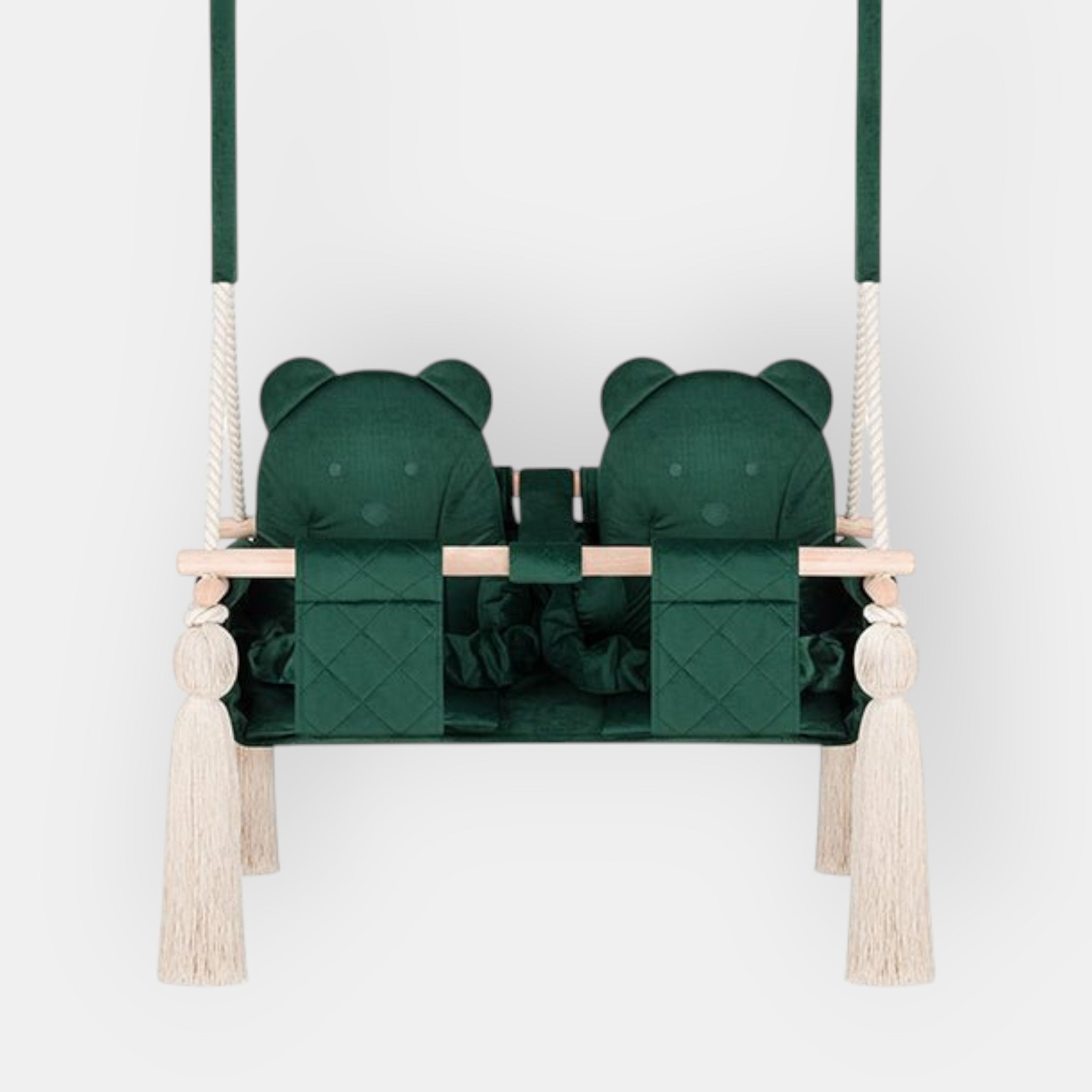 Schommel voor een tweeling Teddybeer Donkergroen