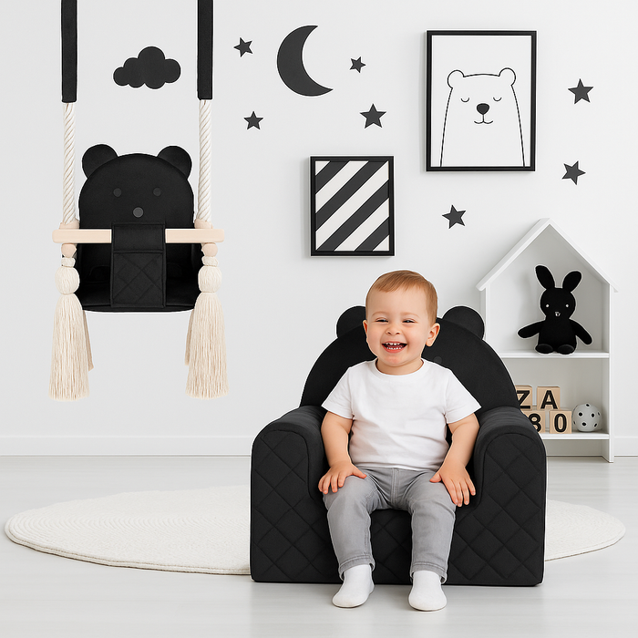 Fauteuil Ours pour une chambre d'enfant Noir