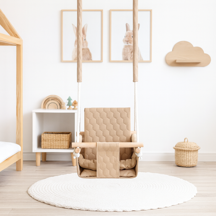 Balançoire d'extérieur sécurisée pour bébé - Beige