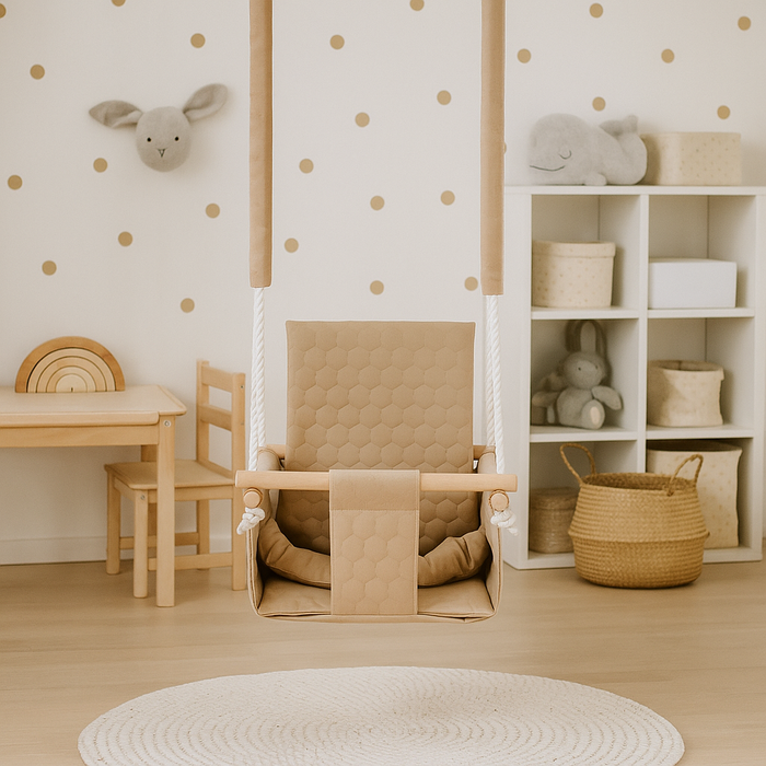 Balançoire d'extérieur sécurisée pour bébé - Beige