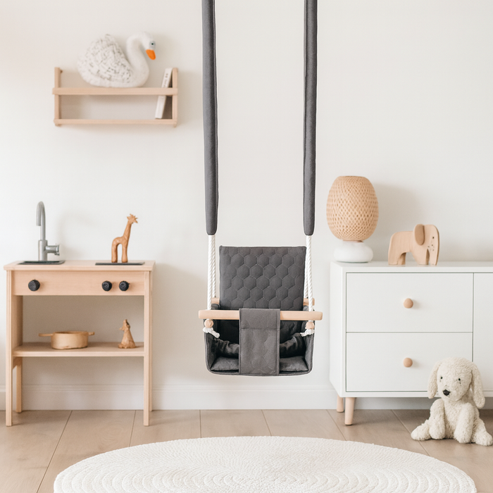 Balançoire d'extérieur sécurisée pour bébé - Gris