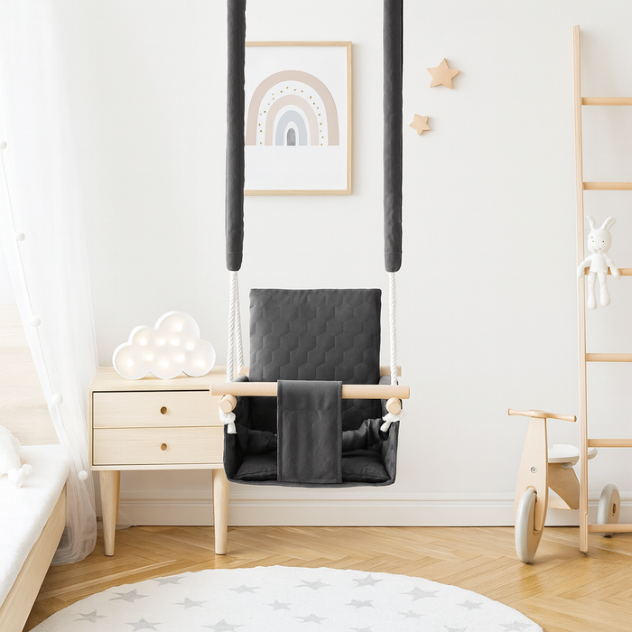 Balançoire d'extérieur sécurisée pour bébé - Gris