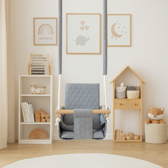 Balançoire d'extérieur sécurisée pour bébé - Gris clair