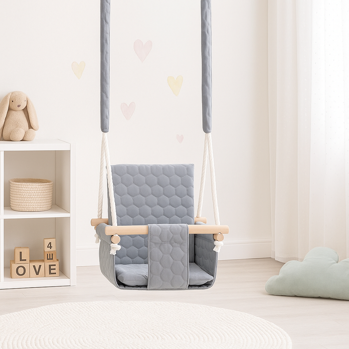 Balançoire d'extérieur sécurisée pour bébé - Gris clair