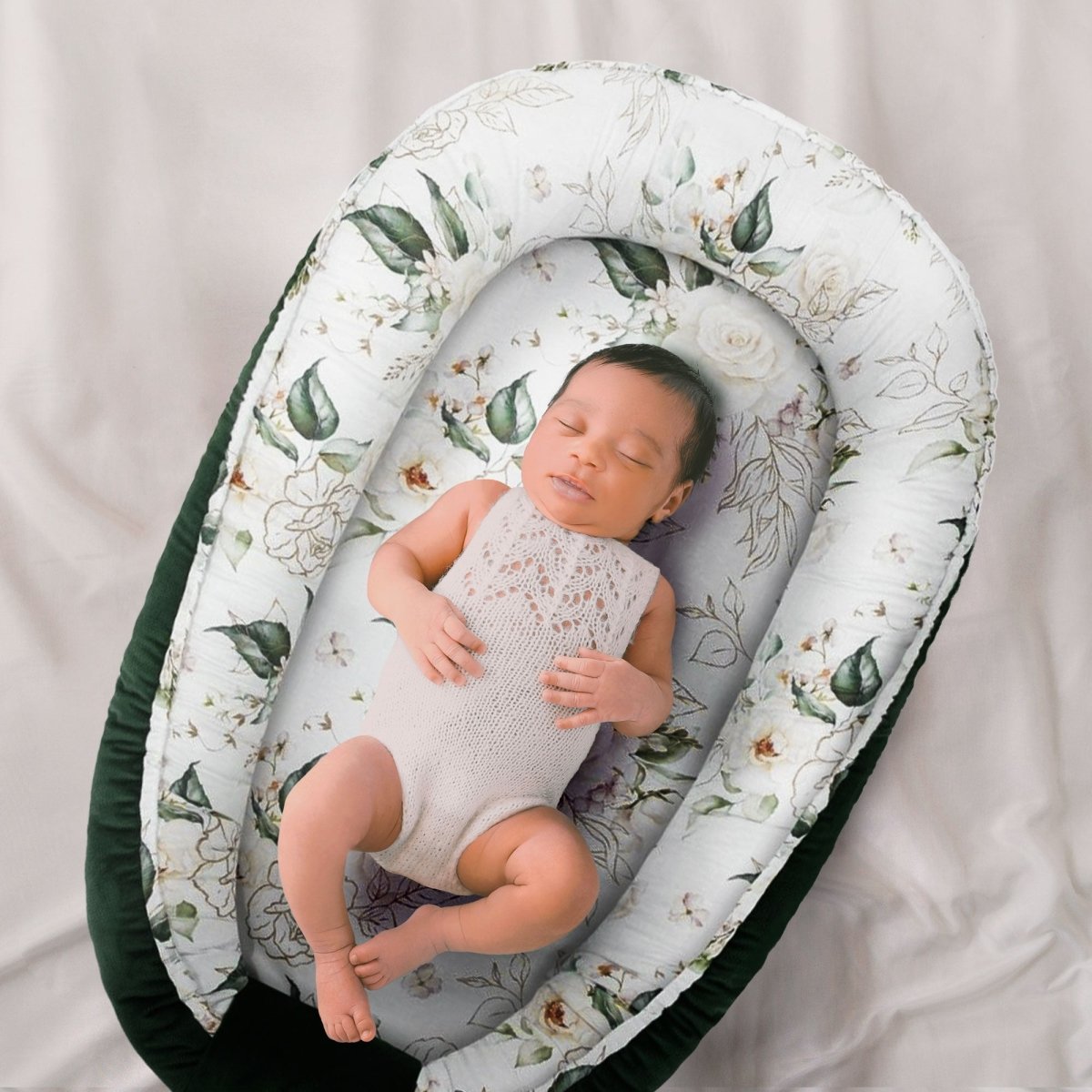 Nid et couvertures pour bébé - ensemble de 3 éléments Jardin des roses Vert foncé guguplanet 