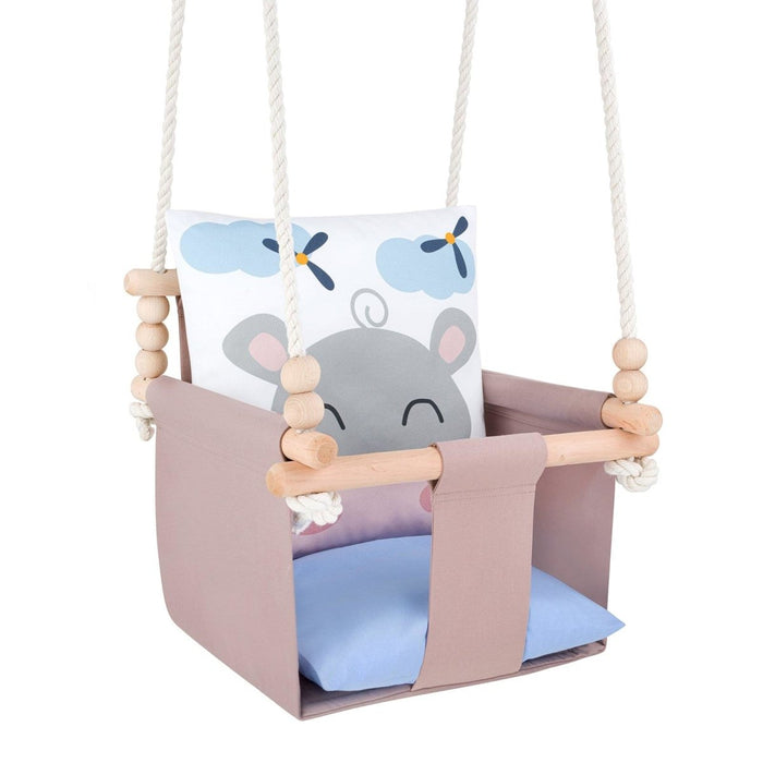Balançoire pour bébé avec coussins en coton double face HIPPOPOTAME guguplanet 