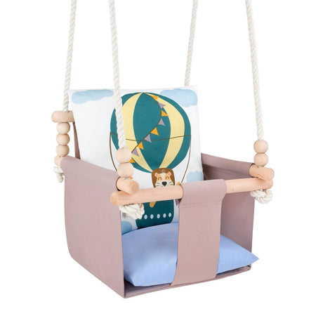 Balançoire pour bébé avec coussins en coton double face LION guguplanet 