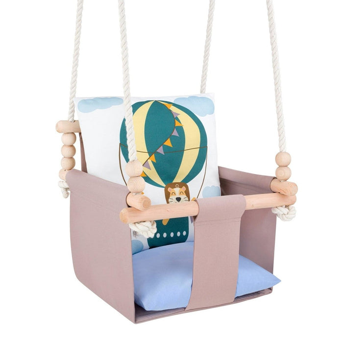 Balançoire pour bébé avec coussins en coton double face LION guguplanet 