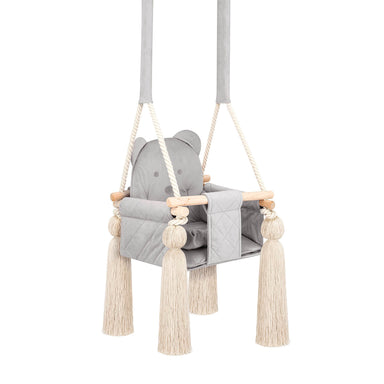 Balançoire pour bébé en bois et tissu Gris - Solvej Swings - Smokey Grey