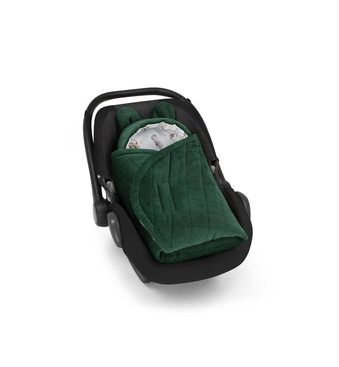 Couverture bébé pour siège auto Amis de la forêt Vert foncé guguplanet 