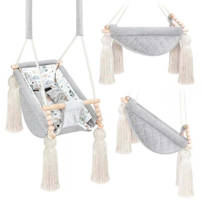Balançoire pour bébé 3en1 Gris clair guguplanet 
